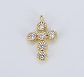 18K Gold Cross Charm, Minimalist Simple Cross Micro Pave Cubic Zirconia Necklace Pendant Bracelet Earrings for Religious Jewelry, CP1553